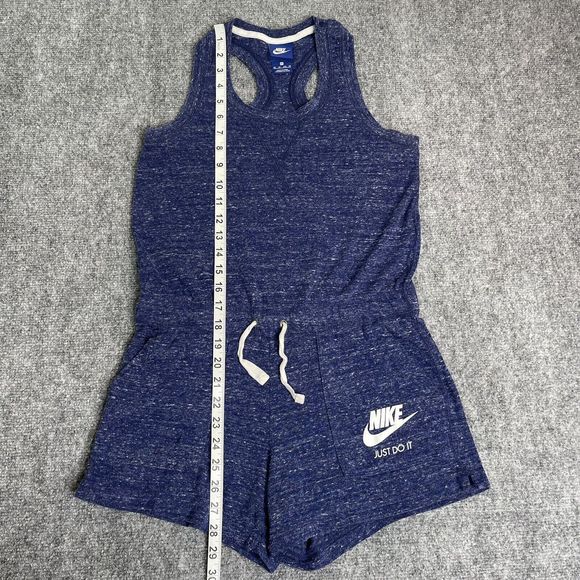 Nike Gym Romper Womens XS Racerback Snap Shoulder Drawstring Waist Blue - Picture 10 of 13